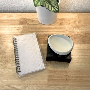 Cloth and Paper small graph spiral notebook and catch all tray.